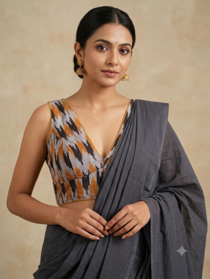 ​Pure Cotton Ikat Sleeveless Blouse